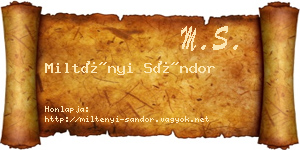 Miltényi Sándor névjegykártya